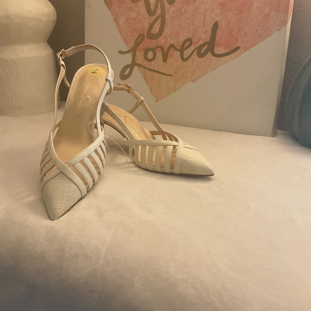 Jessica Simpson Cream Strappy Heels